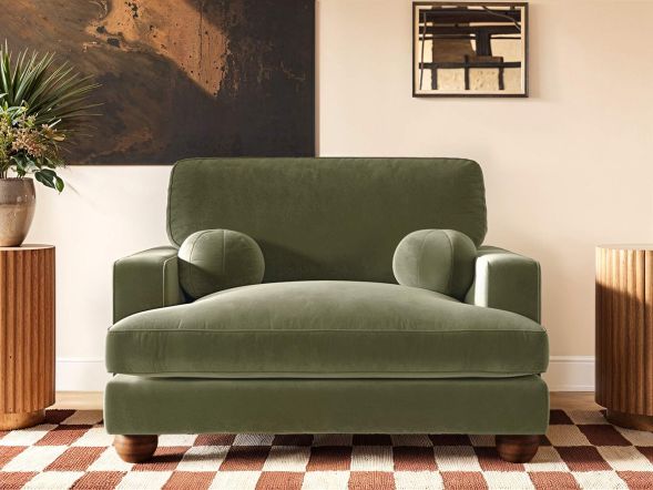 Solace+Co Addison Loveseat Khaki Green Velvet