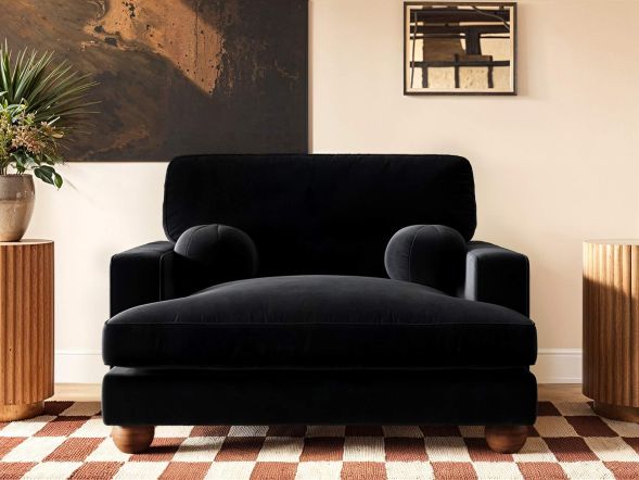 Solace+Co Addison Loveseat Black Velvet