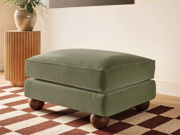 Solace+Co Addison Footstool Khaki Green Velvet