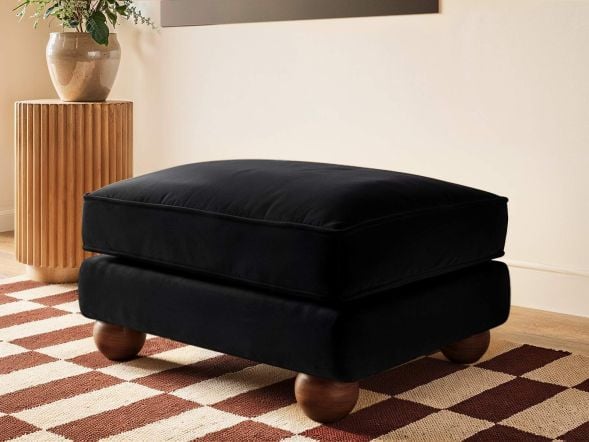 Solace+Co Addison Footstool Black Velvet