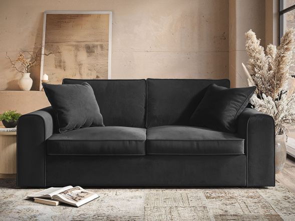 Solace+Co Ainsley 3 Seater Sofa Charcoal Velvet