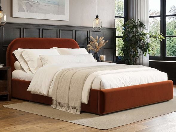 Flair Alba Burnt Orange Velvet Ottoman Bed