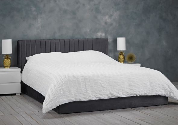 LPD Berlin Silver Velvet Ottoman Bed Frame