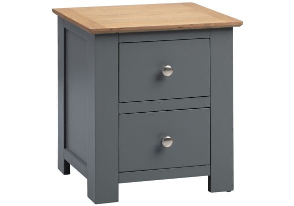 Flintshire Furniture Heritage Grey & Smoked Oak 2 Drawer Bedside Cabinet