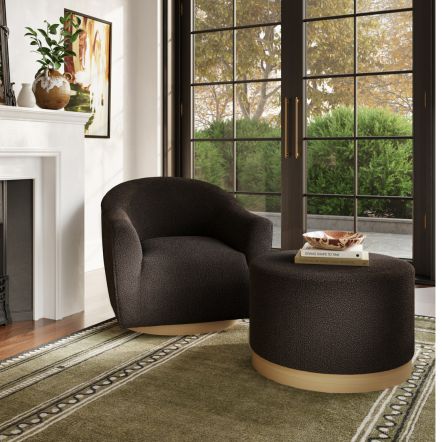 LPD Daphne Black & Natural Swivel Chair