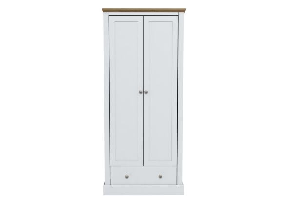 LPD Devon 2 Door 1 Drawer White & Oak Wardrobe