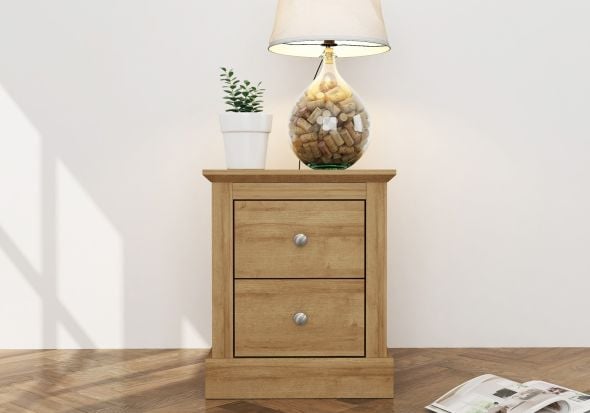 LPD Devon 2 Drawer Oak Bedside