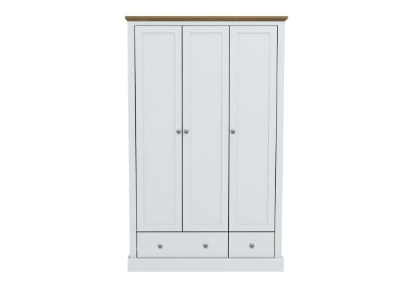 LPD Devon 3 Door 2 Drawer White & Oak Wardrobe
