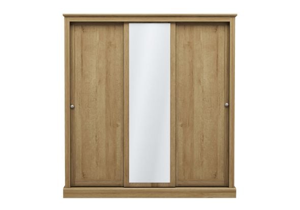 LPD Devon Oak 3 Door Sliding Mirrored Wardrobe
