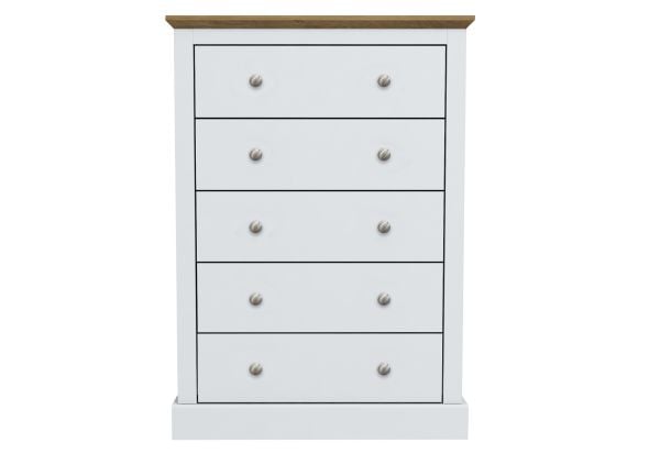 LPD Devon White & Oak 5 Drawer Chest
