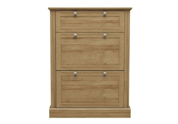 LPD Devon Oak 3 Tier Shoe Cabinet