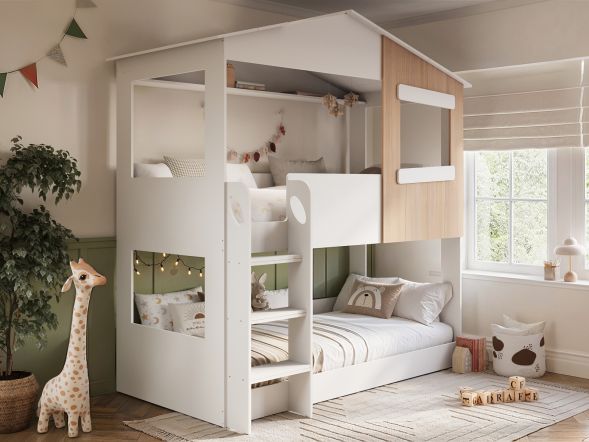 Flair Dreamland House Bunk Bed White and Oak