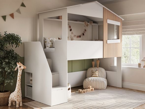 Flair Dreamland House Staircase Midsleeper White and Oak