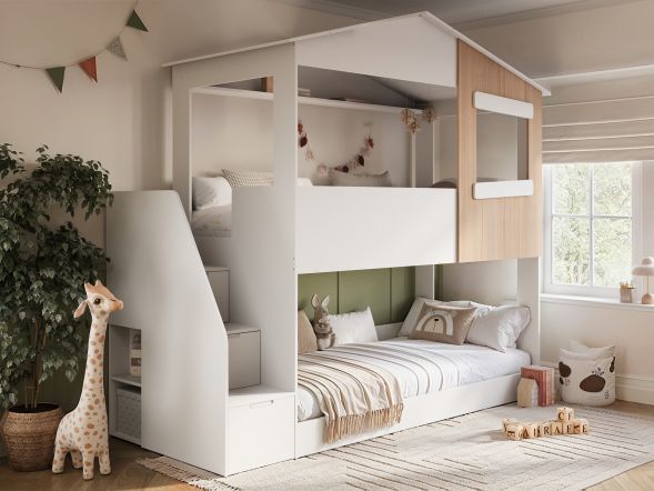 Flair Dreamland House Staircase Bunk White and Oak