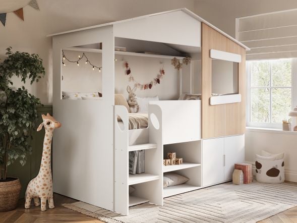 Flair Dreamland House Bed With Storage White and Oak