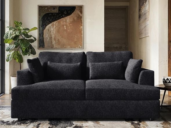 Solace+Co Drew 2 Seater Charcoal Chenille Sofa