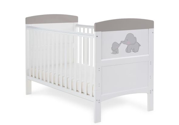 Obaby Grace Inspire Cot Bed - Me & Mini Me Elephants - Grey
