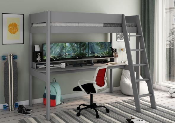 Kids Avenue Estella Grey High Sleeper with Gaming Desk
