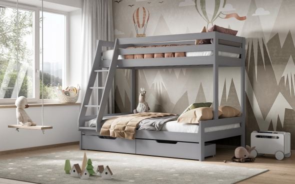 Noomi Nora Solid Wood Triple Bunk Bed with Optional Storage (FSC-Certified)
