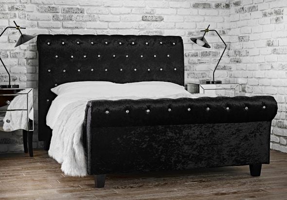 LPD Isabella Black Crushed Velvet Bed Frame