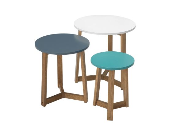 LPD Jasper Round 3 Colour Nesting Tables - Oak