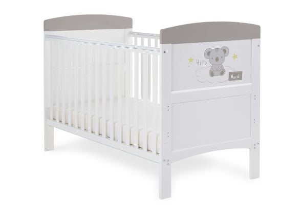 Obaby Grace Inspire Cot Bed - Hello World Koala Grey
