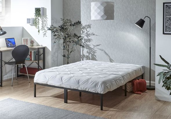 GFW Kore Metal Bed Frame Minimalist design powder coated steel and solid wooden slatted base