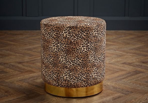 LPD Lara Leopard Print Pouffe
