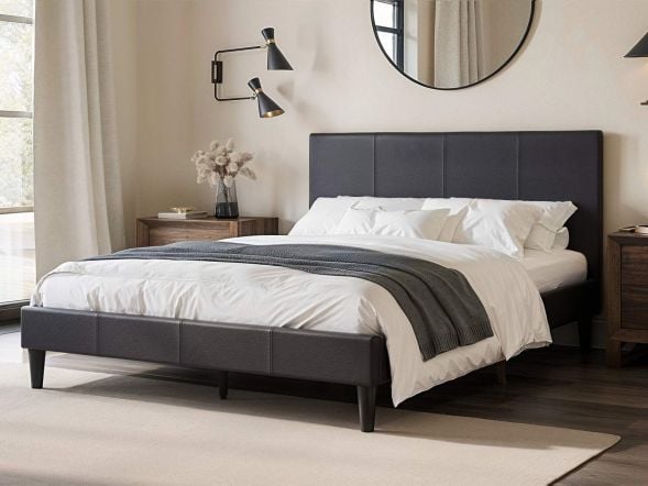 Flair Leto Faux Leather Bed Frame Brown