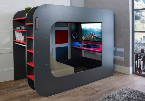 Podbed Gaming High Sleeper with Chair Bed