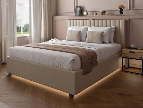 X Rocker Maisie Upholstered Ottoman Bed with LED Lighting