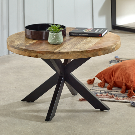 Indian Hub Surrey Solid Wood Coffee Table With Metal Spider Legs