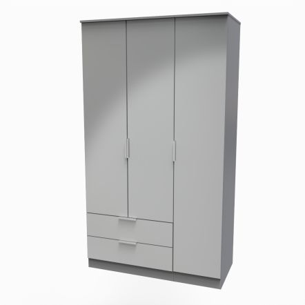 Welcome Furniture Plymouth Tall Triple 2 Drawer Robe Dust Grey