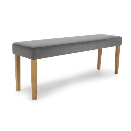 Flair Durham Large Backless Brushed Velvet Grey Bench