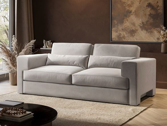 Solace & Co Rose 3 Seater Sofa in Beige Velvet