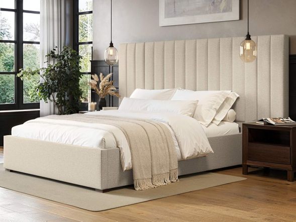 Flair Rosita Hotel Bed With Wide Panelled Headboard Cream