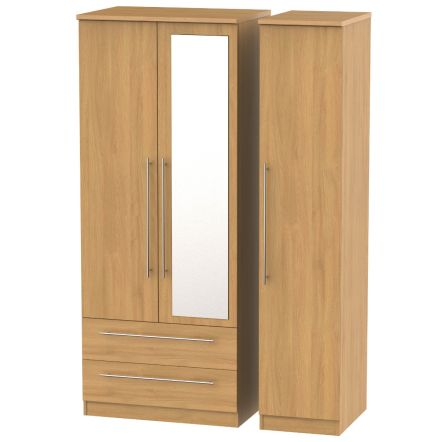 Welcome Furniture Sherwood Triple 2 Drawer Mirror Robe Modern Oak