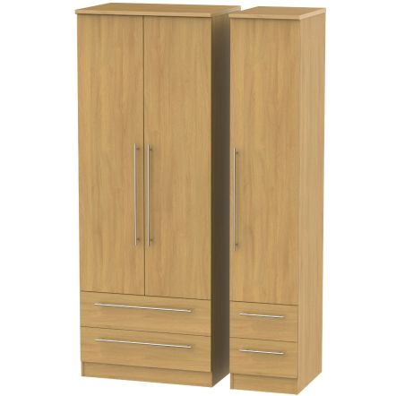 Welcome Furniture Sherwood Tall Triple 2 Drawer + Drawer Robe Modern Oak