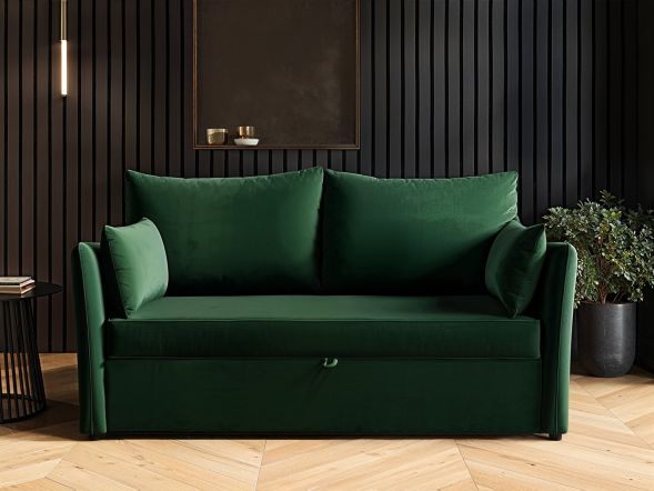 Solace & Co Skyler 2 Seater Sofa Bed in Bottle Green Velvet