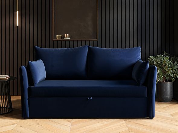 Solace & Co Skyler 2 Seater Sofa Bed in Navy Velvet