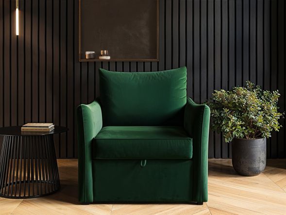 Solace & Co Skyler Armchair Bed in Bottle Green Velvet