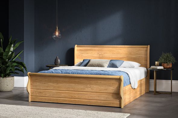 Emporia Beds Windsor Solid Oak Sleigh Ottoman Bed
