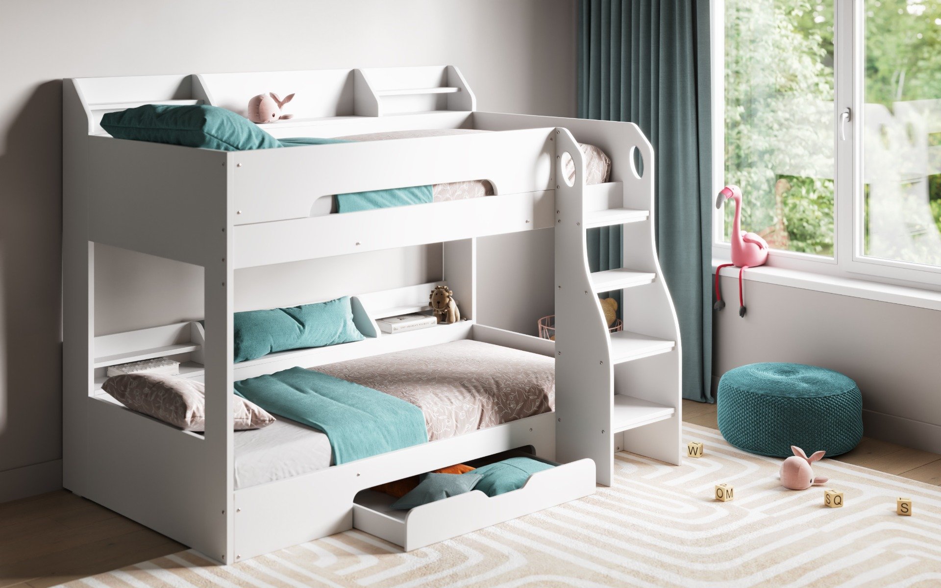 Flair Flick Bunk Bed White With Storage