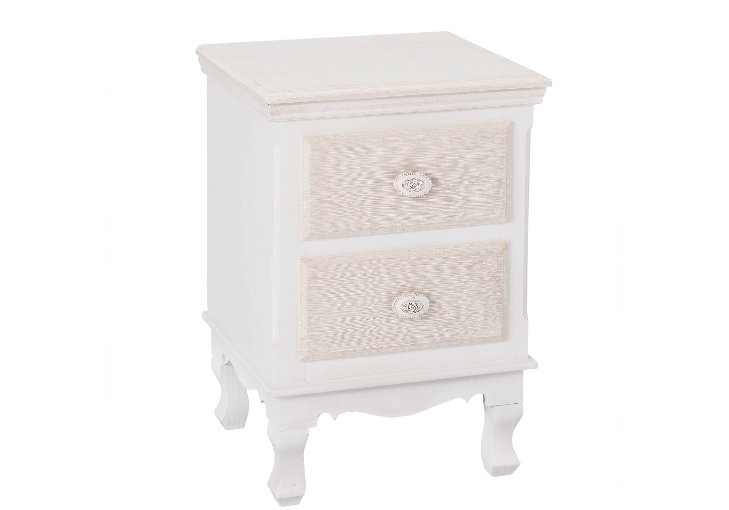 White bedside table with 2 drawers