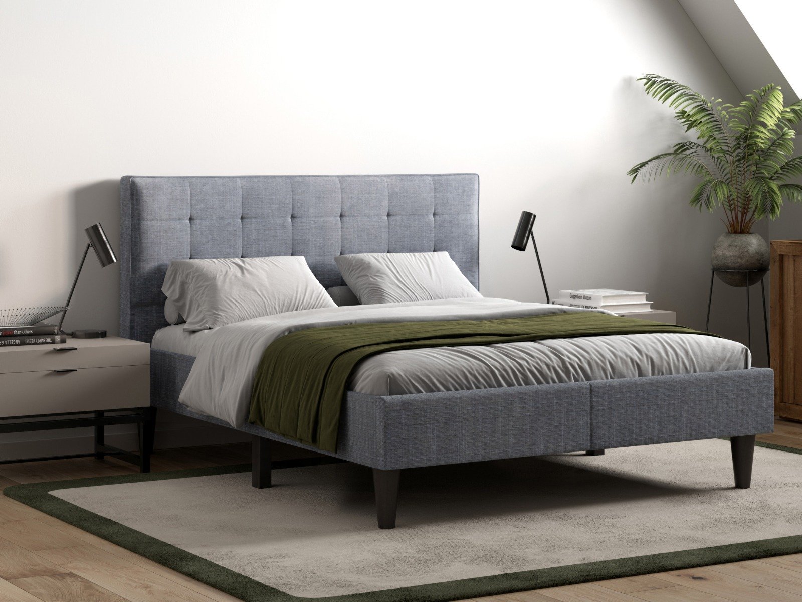 Flair Perth Linen Fabric Bed Grey