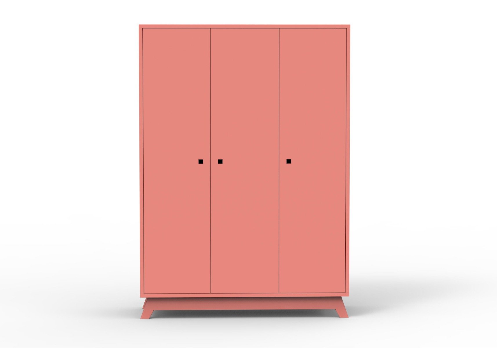 Coral-coloured 3-door wardrobe