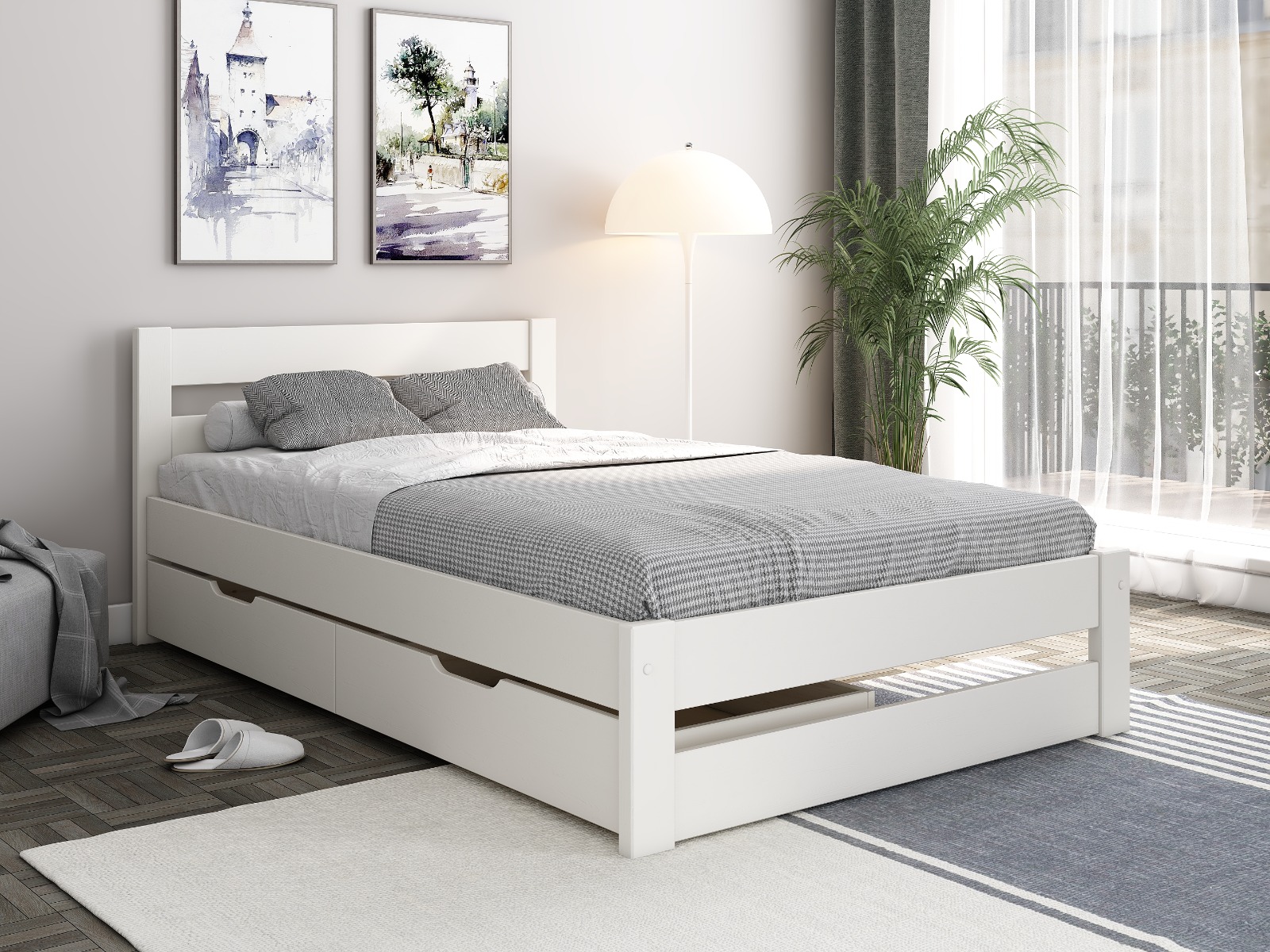 White small double bed