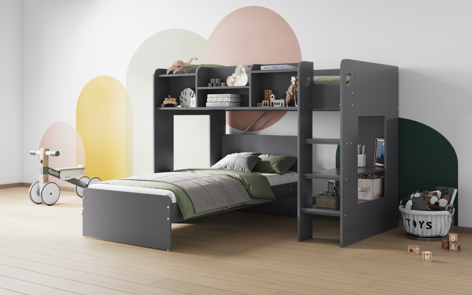 Flair Wizard Junior L Shaped Bunk Bed Grey