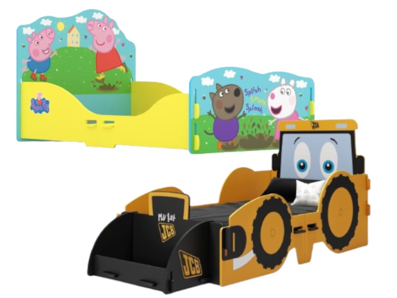 Peppa Pig and JCB shaped beds